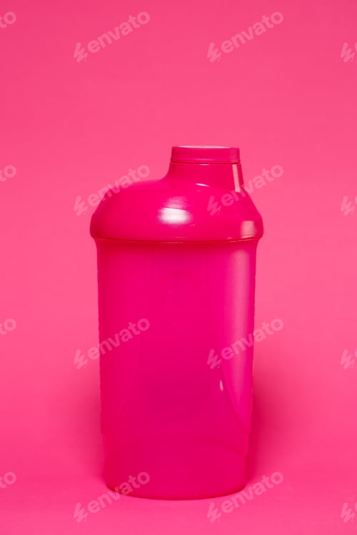 Preview: pink shaker, color background, sports, energy drink, equipment for the gym