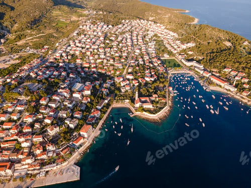 Preview: Top view of a summer resort on Hvar island, Croatia