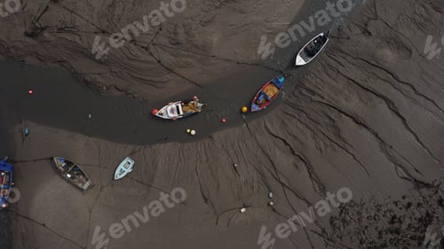 Preview: Aerial view of small fishing boats