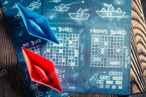 Preview: Vintage battleship paper game as a battle concept