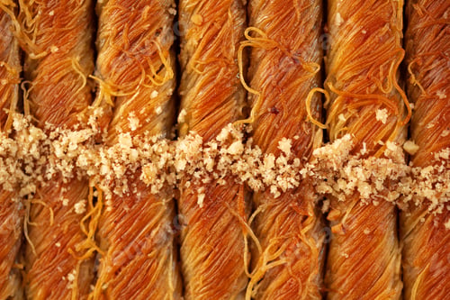 Preview: Top view food pattern texture of Turkish baklava