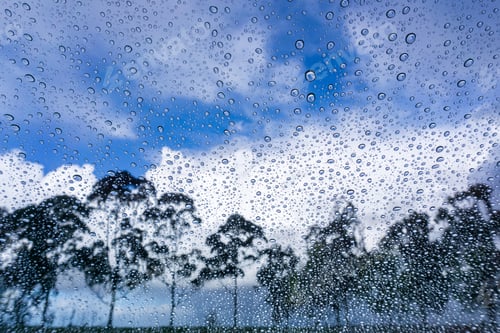 Preview: Drops of rain on the windshield after a storm