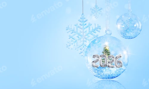 Preview: Christmas composition decor on a blue background