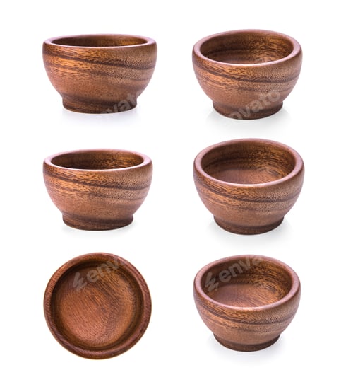 Preview: wood bowl on white background