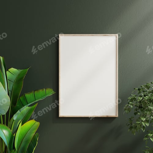 Preview: Mockup poster frame in minimalist interior background.