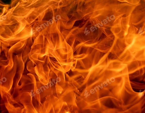 Preview: Flames of fire on black background