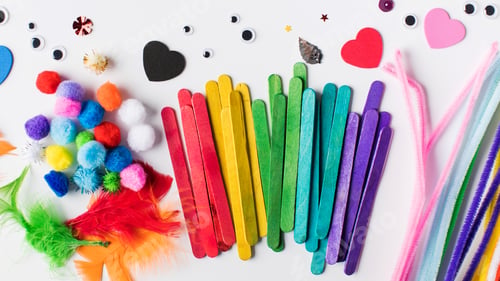 Preview: A set of various and colorful materials for children's crafts. Children's craft