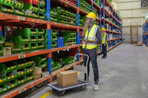 Preview: Store clerks inspect products, warehouses, industrial and logistics supply chains.