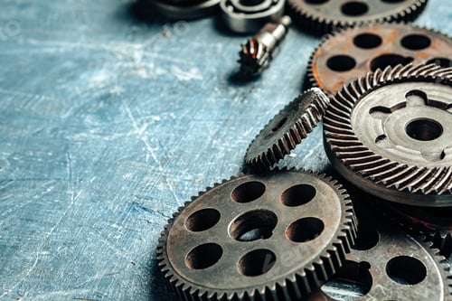 Preview: Top view of old rusty car parts