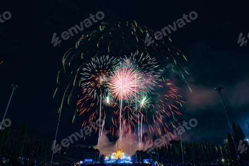 Preview: Beautiful firework night scene.