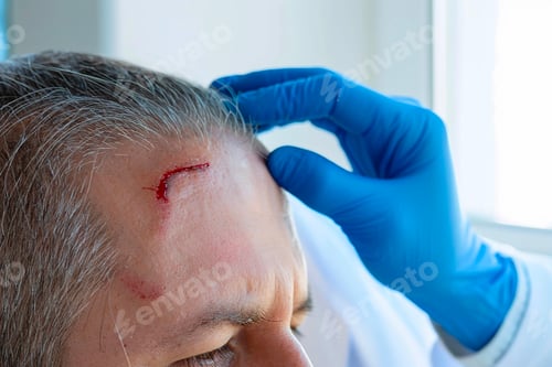 Preview: Doctor examining patient with a head injury
