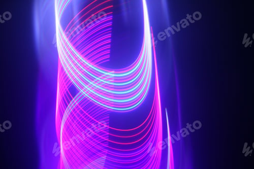 Preview: Abstract moving pink and blue neon lights for techno wallpaper or background