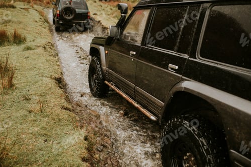 Preview: SUV cars off-roading in nature