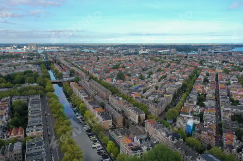 Preview: Streets of Amsterdam with overlook to the central station in the distance