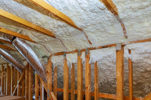Preview: New home construction with installation of termal insulation installing at the attic the roof