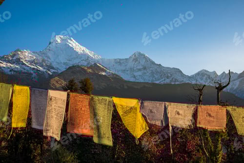 Preview: Prayer Flags with Snow Mountains in Background