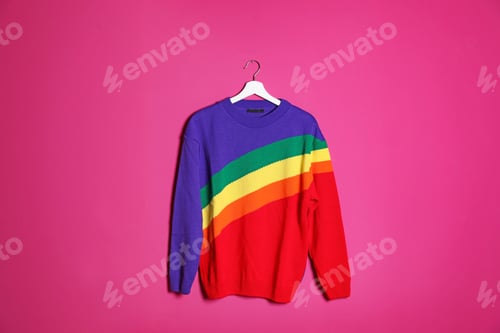 Preview: Hanger with stylish sweater on color background