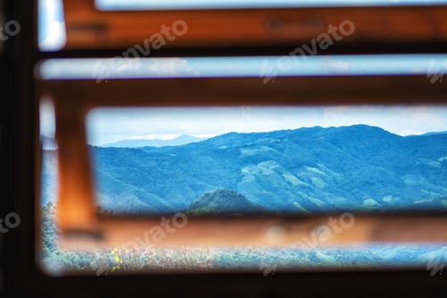 Preview: Beautiful mountain landscape by the window