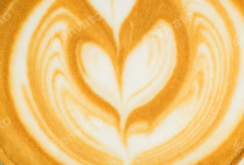 Preview: Close up tree shape latte art in coffee cup texture background.