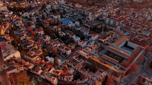 Preview: Bird's-eye Perspective of Granada Historic Medieval City, Andalusia, Spain