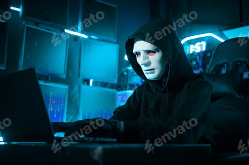 Preview: A Hacker is using laptop computer to steal data