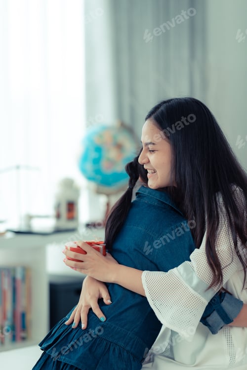 Preview: woman person lifestyle to relax at home, happy and smile with indoor activity relaxation