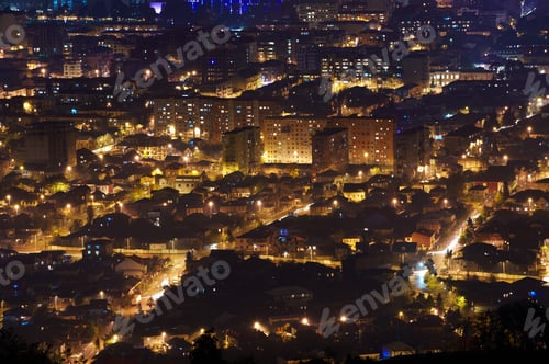 Preview: Beautiful Aerial View Of Urban Cityscape At Night. Batumi, Georgia