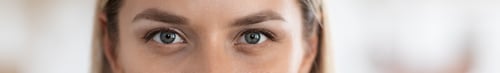 Preview: Beautiful eyes of millennial woman, blurred background, web-banner