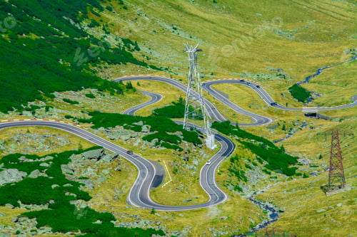 Preview: Aerial view of Transfagarasan road from Fagaras mountains Romania