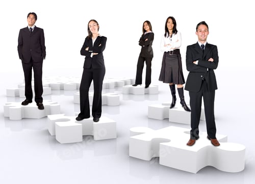 Preview: Business Teamwork On Puzzle Pieces Over A White Background