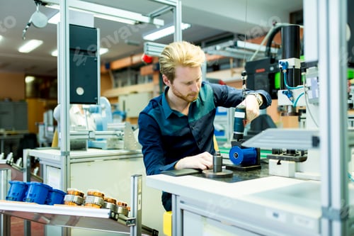 Preview: Young man in electronics workshop