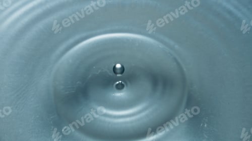 Preview: Aqua blob splashed transparent liquid closeup. Falling drop inside water surface