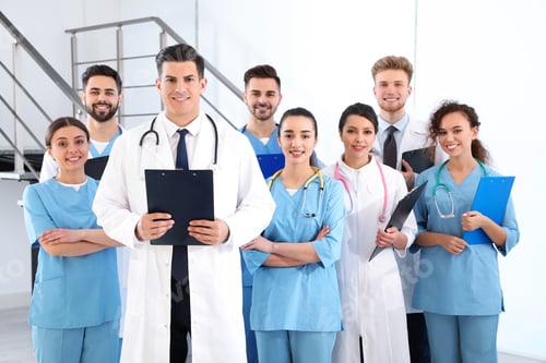 Preview: Team of medical workers in hospital. Unity concept