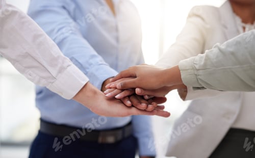 Preview: Hands, business group and people stack for support, solidarity and teamwork of success, agreement a