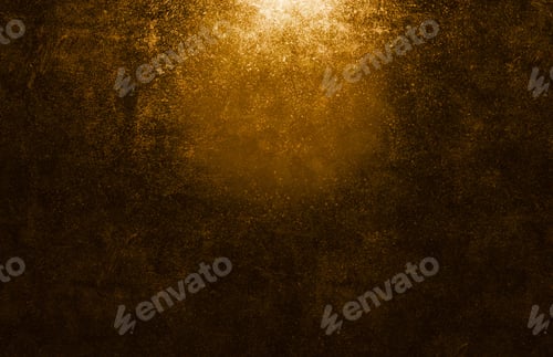 Preview: Dark golden grunge texture with a golden light glow, creating a dramatic and vintage
