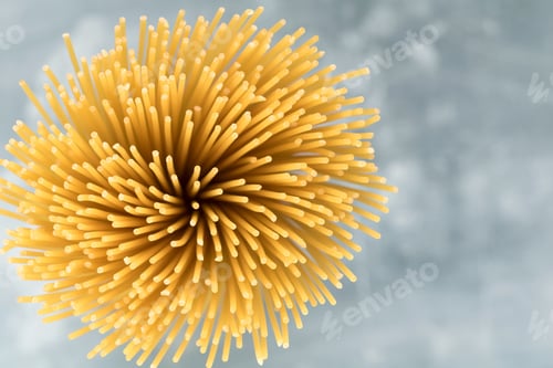 Preview: Top view of bunch Italian spaghetti on the gray background