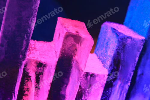 Preview: Stack of ice blocks lit with colourful lights near Fairbanks, Alaska