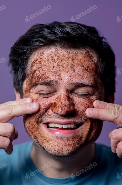 Preview: smiling guy in a face care mask