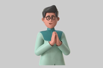 Preview: Polite Cartoon Man with Glasses