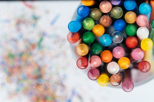 Preview: Photo of wax crayons isolated on white background