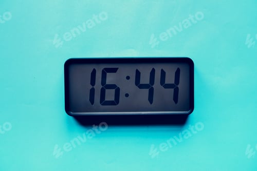 Preview: Digital clock on blue background