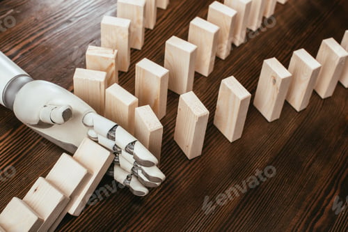 Preview: robotic hand preventing wooden blocks from falling on desk
