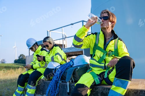 Preview: Engineers discussing wind farm maintenance tasks
