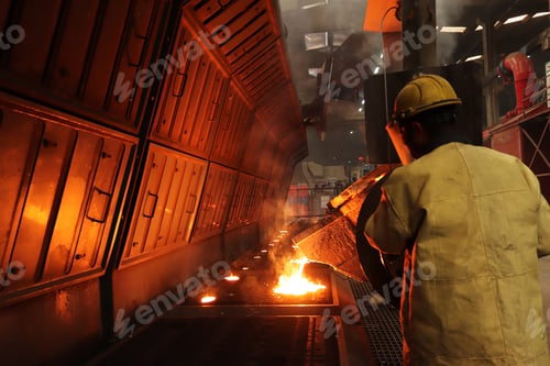 Preview: Metal industry work - pouring molten metal