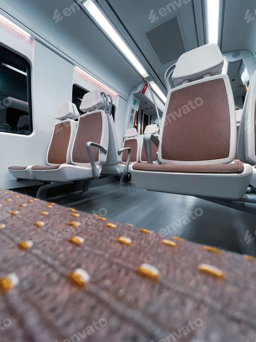 Preview: Modern empty train wagon with new seats