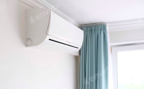 Preview: Modern air conditioner on white wall indoors