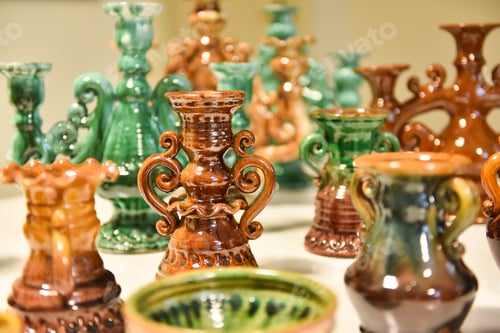Preview: Ceramic candlesticks made of Latvian clay.