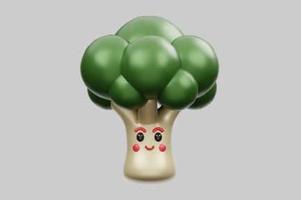 Preview: Cartoon broccoli with smiling face