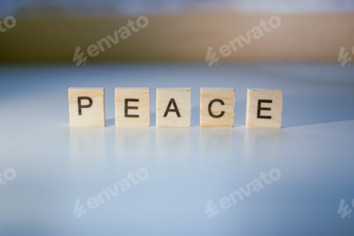Preview: Peace word on the wooden blocks