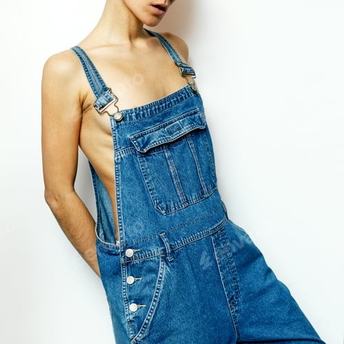Preview: Stylish Girl Hipster Denim Style Urban fashion denim overalls